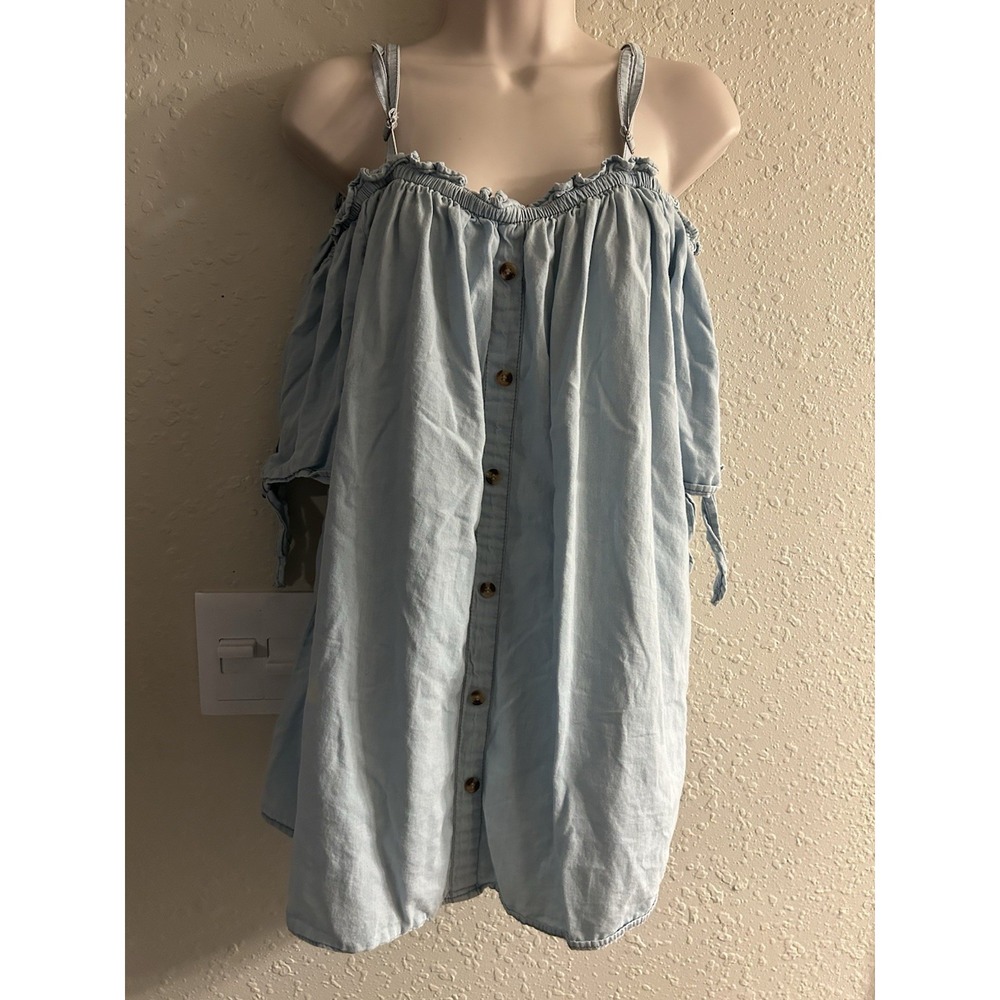 1X Faded Glory Open Shoulder Tie Sleeve Top #1437*10
